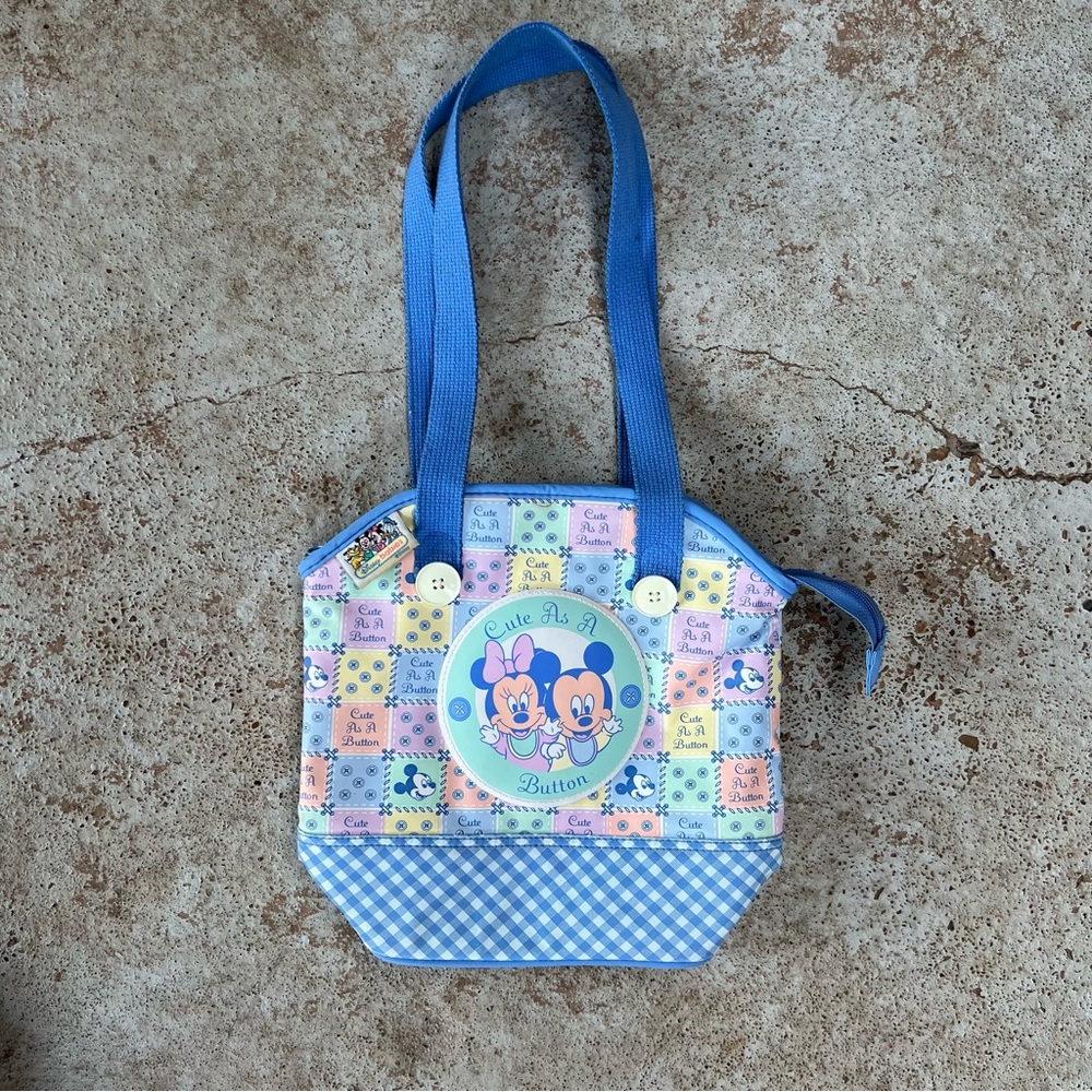 Vtg Disney Babies Diaper Bag Mickey & Minnie Mouse blue Colorful Medium 90s